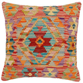 handmade Traditional Pillow Red Orange Hand-Woven SQUARE 100% WOOL Hand woven turkish pillow2' x 2'